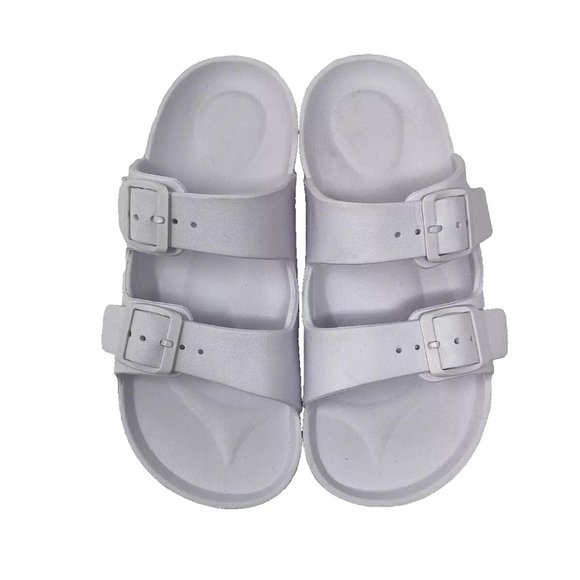 No Boundaries Women's Two Buckle Slide White Slip On Sandals 7 - Picture 1 of 9
